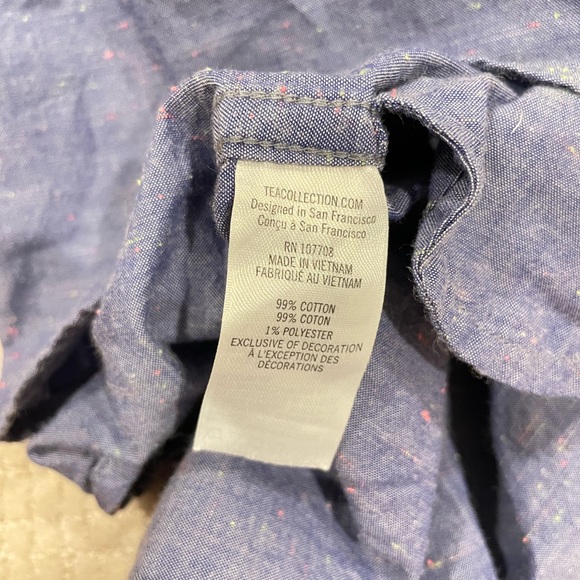 Tea Collection Embroidered Chambray Shirt Dress sz 7 - Picture 6 of 6